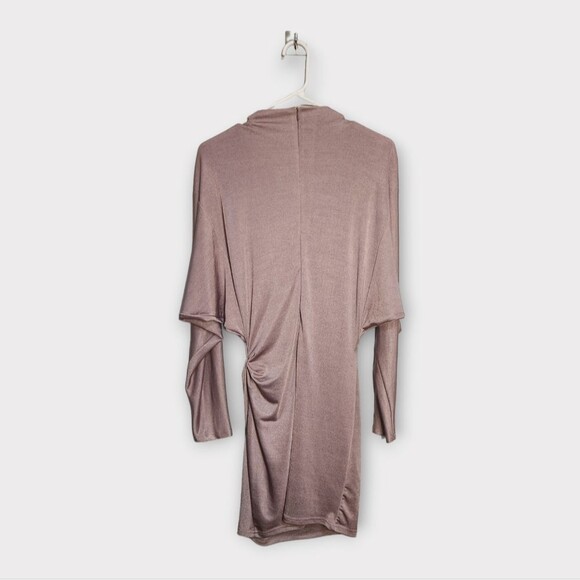 Zara Voluminous Satin Effects Long Sleeve Dress in Mauve S - Picture 6 of 7